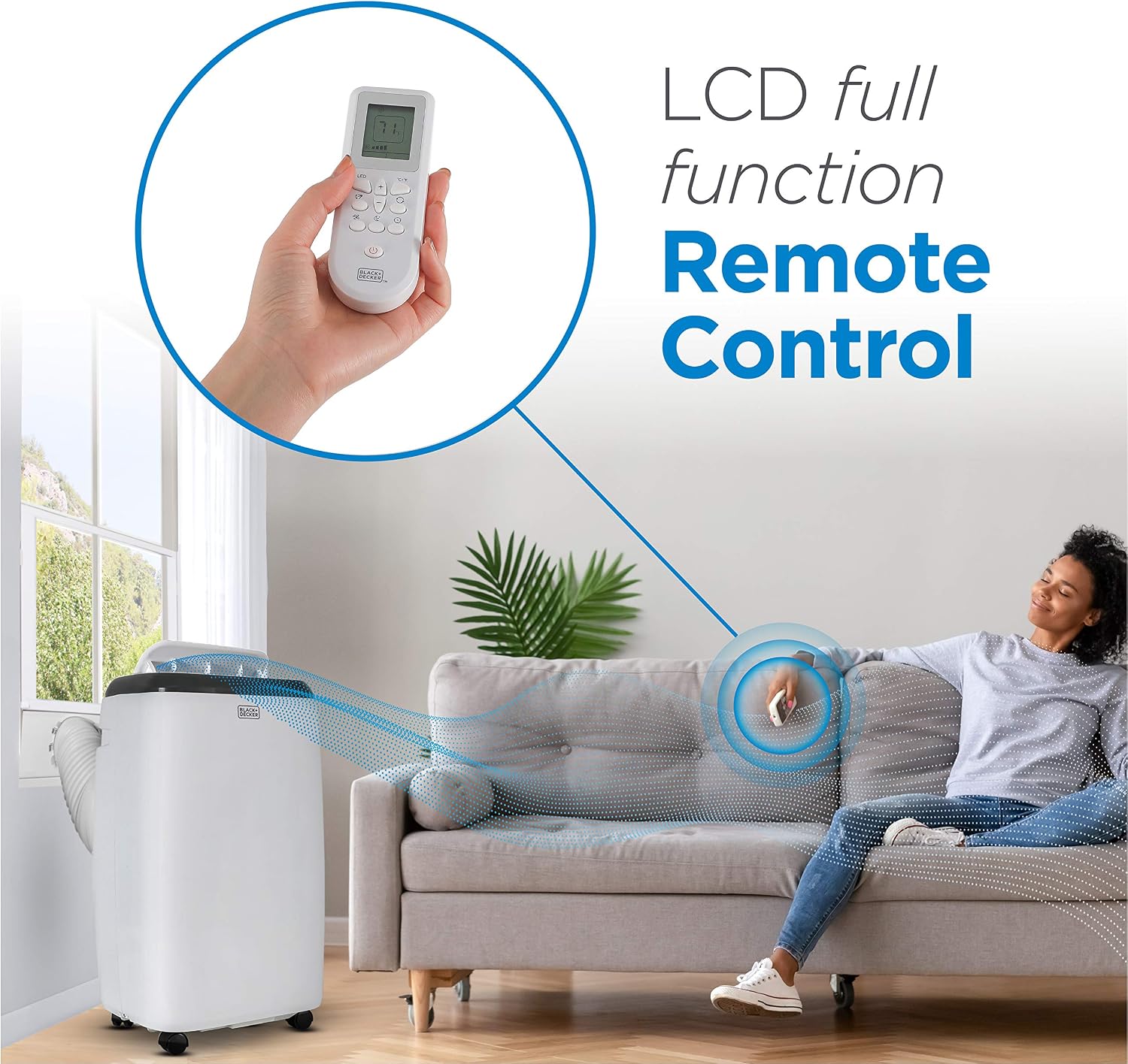 BLACK+DECKER Portable Air Conditioner. 8.000 BTU (5.000 BTU SACC) for Rooms Up To 350 Sq. Ft.. Portable AC with Full Function Remote Control & Window Kit.