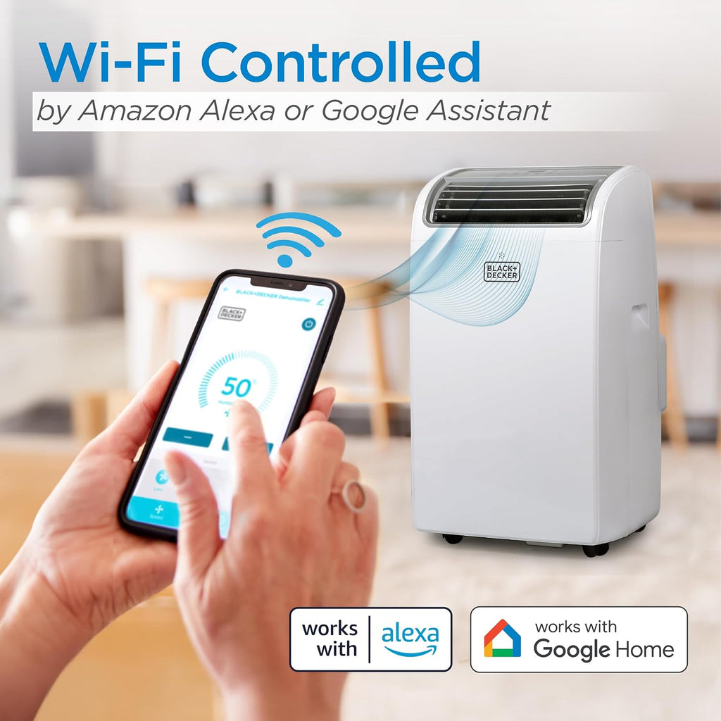 BLACK+DECKER Smart Portable Air Conditioner. 14.000 BTU for Rooms up to 700 Sq. Ft.. Smart Portable AC with Follow Me Remote and Window Kit.