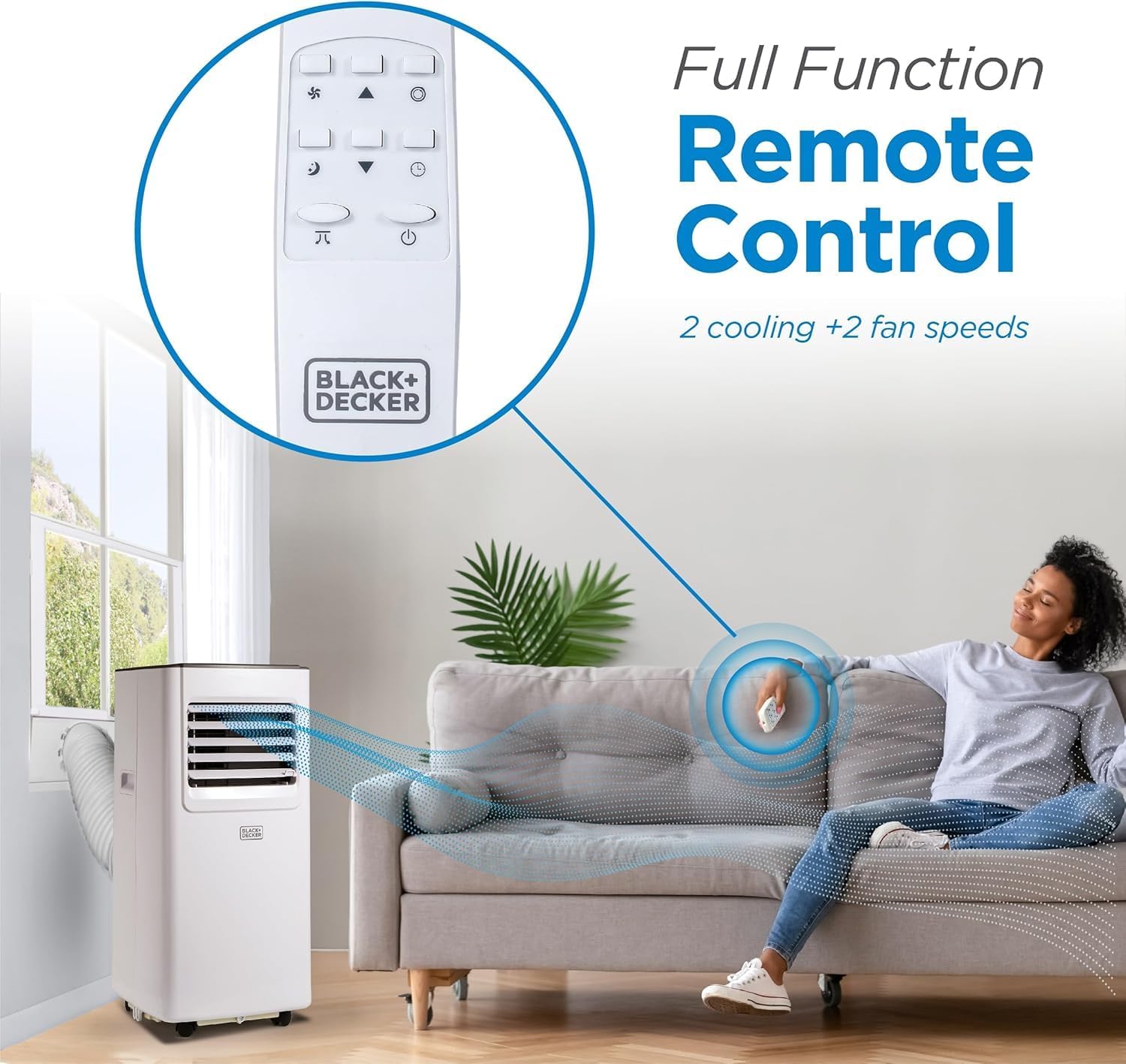 BLACK+DECKER 8.000 BTU Portable Air Conditioner with Wifi & Remote Control. 3-1-in AC. Fan & Dehumidifier. with App. Alexa & Google Assistant. Window Kit
